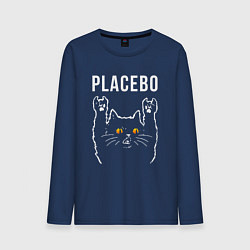 Лонгслив хлопковый мужской Placebo rock cat, цвет: тёмно-синий