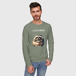 Лонгслив хлопковый мужской Начну с понедельника - нейросеть, цвет: авокадо — фото 2