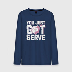 Лонгслив хлопковый мужской Just got serve, цвет: тёмно-синий