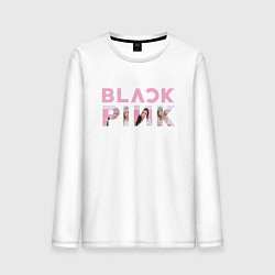 Лонгслив хлопковый мужской Blackpink logo Jisoo Lisa Jennie Rose, цвет: белый