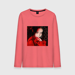 Лонгслив хлопковый мужской Blackpink Jisoo in red, цвет: коралловый