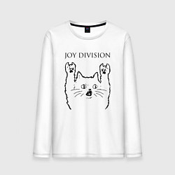 Лонгслив хлопковый мужской Joy Division - rock cat, цвет: белый