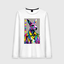 Лонгслив хлопковый мужской Kangaroo - Australia - pop art, цвет: белый