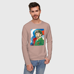 Лонгслив хлопковый мужской Солдат России, цвет: пыльно-розовый — фото 2