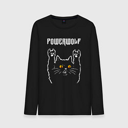 Лонгслив хлопковый мужской Powerwolf rock cat, цвет: черный