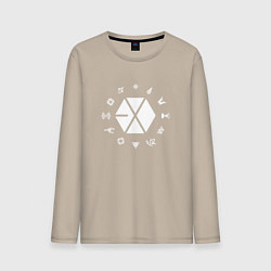 Лонгслив хлопковый мужской Logo EXO, цвет: миндальный