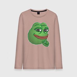 Лонгслив хлопковый мужской Лягушонок Пепе не доволен тобой, цвет: пыльно-розовый