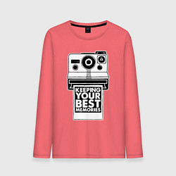 Лонгслив хлопковый мужской Polaroid best memories, цвет: коралловый