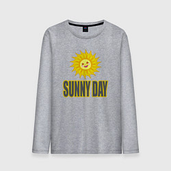 Лонгслив хлопковый мужской Солнечный день - надпись и веселое солнышко, цвет: меланж