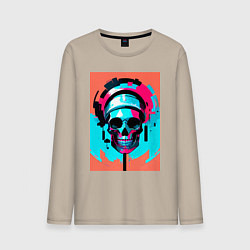 Мужской лонгслив Прикольный череп - поп-арт