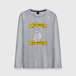 Лонгслив хлопковый мужской Ты-пыль во вселенной, а я - котик, цвет: меланж