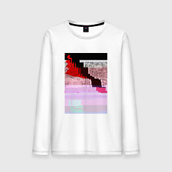 Лонгслив хлопковый мужской Abstract glitch, цвет: белый