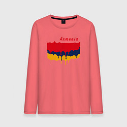 Лонгслив хлопковый мужской Flag Armenia, цвет: коралловый