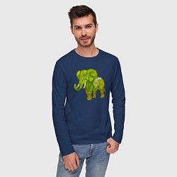 Лонгслив хлопковый мужской Зелёный слон, цвет: тёмно-синий — фото 2
