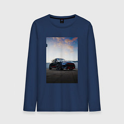 Лонгслив хлопковый мужской Авто на фоне неба, цвет: тёмно-синий