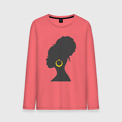 Лонгслив хлопковый мужской Black girl, цвет: коралловый