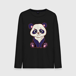 Лонгслив хлопковый мужской Милашка панда, цвет: черный