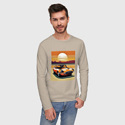 Лонгслив хлопковый мужской Авто Ягуар, цвет: миндальный — фото 2
