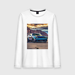 Лонгслив хлопковый мужской Авто Додж Челленджер, цвет: белый