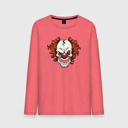 Лонгслив хлопковый мужской Clown skull, цвет: коралловый