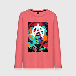 Мужской лонгслив Анархия - череп - поп-арт