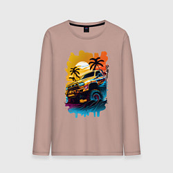 Лонгслив хлопковый мужской Монстр трак, цвет: пыльно-розовый
