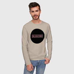 Лонгслив хлопковый мужской Black pink - logotype - group - South Korea, цвет: миндальный — фото 2