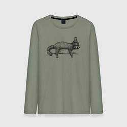 Лонгслив хлопковый мужской Рыжая панда отдыхает, цвет: авокадо