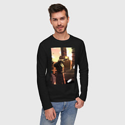 Лонгслив хлопковый мужской Cameraman, цвет: черный — фото 2