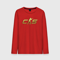 Лонгслив хлопковый мужской CS 2 gold logo, цвет: красный