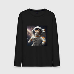 Лонгслив хлопковый мужской Кот астронавт cosmos collection, цвет: черный