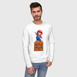 Лонгслив хлопковый мужской Маленький Марио, цвет: белый — фото 2