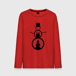 Лонгслив хлопковый мужской Креативный новогодний снеговик, цвет: красный