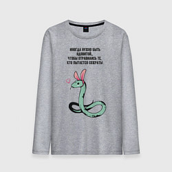 Лонгслив хлопковый мужской Змея в шкуре зайца прикольная, цвет: меланж