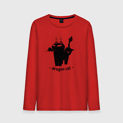 Лонгслив хлопковый мужской Black dragon cat, цвет: красный