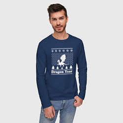 Лонгслив хлопковый мужской Sweater dragon year, цвет: тёмно-синий — фото 2