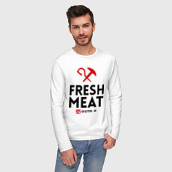 Лонгслив хлопковый мужской Fresh Meat, цвет: белый — фото 2