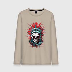 Лонгслив хлопковый мужской Зомби Статуя Свободы, цвет: миндальный