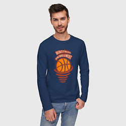 Лонгслив хлопковый мужской Баскетбольный турнир, цвет: тёмно-синий — фото 2