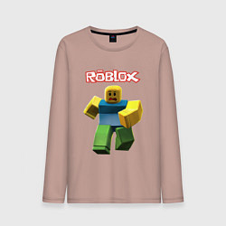 Лонгслив хлопковый мужской Roblox бегущий персонаж, цвет: пыльно-розовый