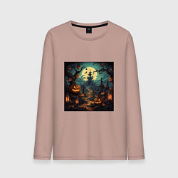 Лонгслив хлопковый мужской Это halloween, цвет: пыльно-розовый