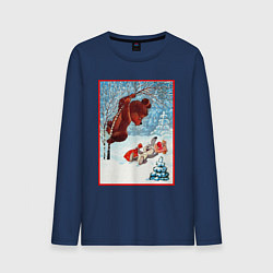 Мужской лонгслив Медведь на дереве и заяц