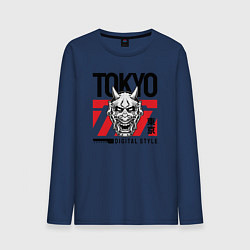 Лонгслив хлопковый мужской Tokyo digital style, цвет: тёмно-синий