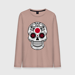 Лонгслив хлопковый мужской Japan skull, цвет: пыльно-розовый