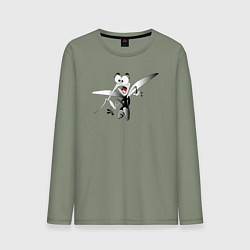Лонгслив хлопковый мужской Напуганный-комар, цвет: авокадо