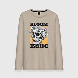 Лонгслив хлопковый мужской Bloom inside, цвет: миндальный