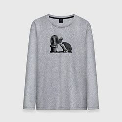 Лонгслив хлопковый мужской Ежик и кактус, цвет: меланж