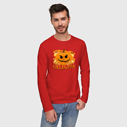 Лонгслив хлопковый мужской Orange holiday halloween, цвет: красный — фото 2