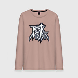 Лонгслив хлопковый мужской Rock music life, цвет: пыльно-розовый