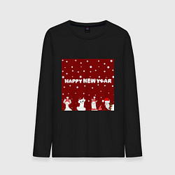 Мужской лонгслив Новогодние ламы в шапочках